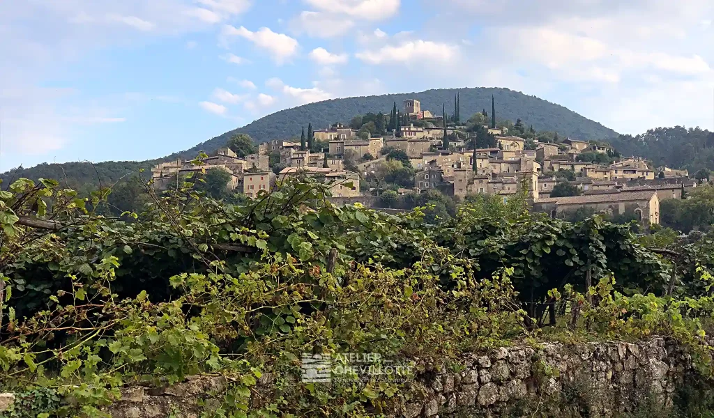 Village bâti ancien historique sur une colline en Drôme Provençale
